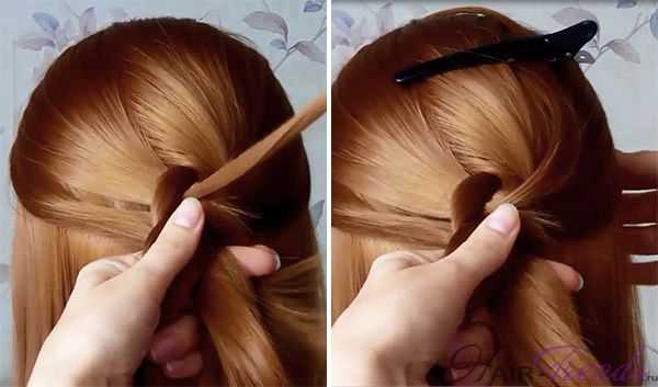 Двойная коса - схема плетения по типу обратной французской косы