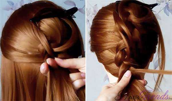 Двойная коса - схема плетения по типу обратной французской косы