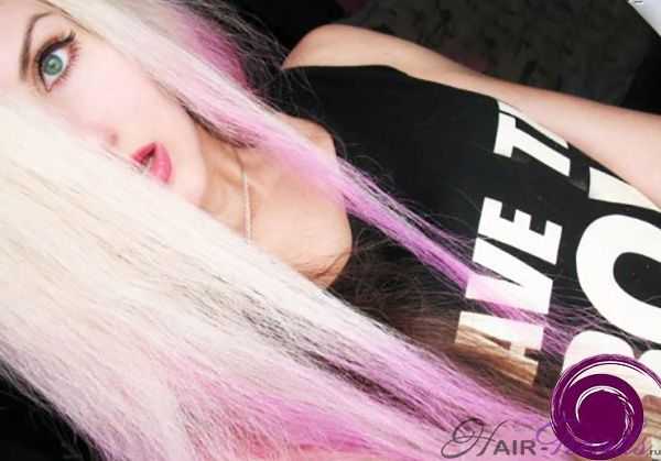 Фото применения гранатового оттенка шампуня Kapous Life Color на осветленных волосах: