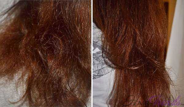 Сыворотка для сухих кончиков волос Эйвон - до и после нанесения