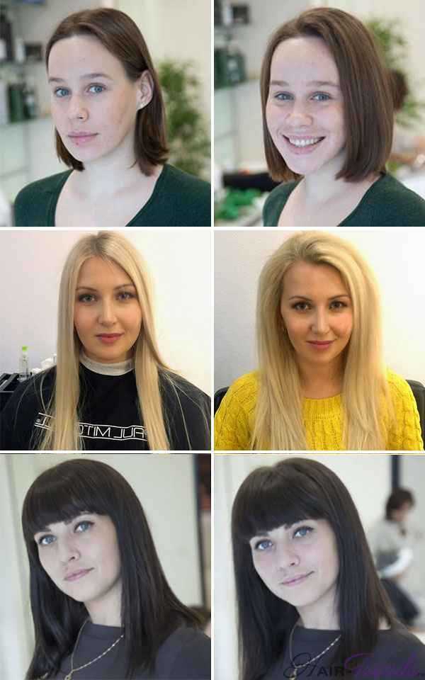 Фото волос до и после укладки буффант